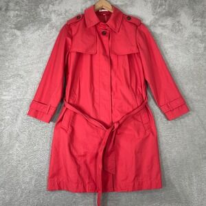 Gap Trench Coat Womens Medium Red Belted Classic Lightweight Spring Jacket Y2K